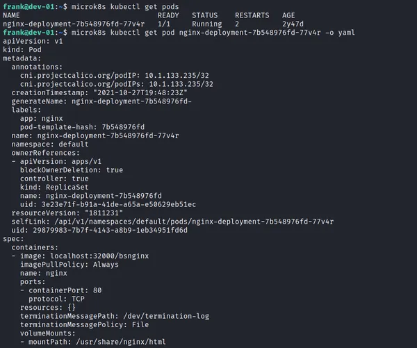 Pod Image Information